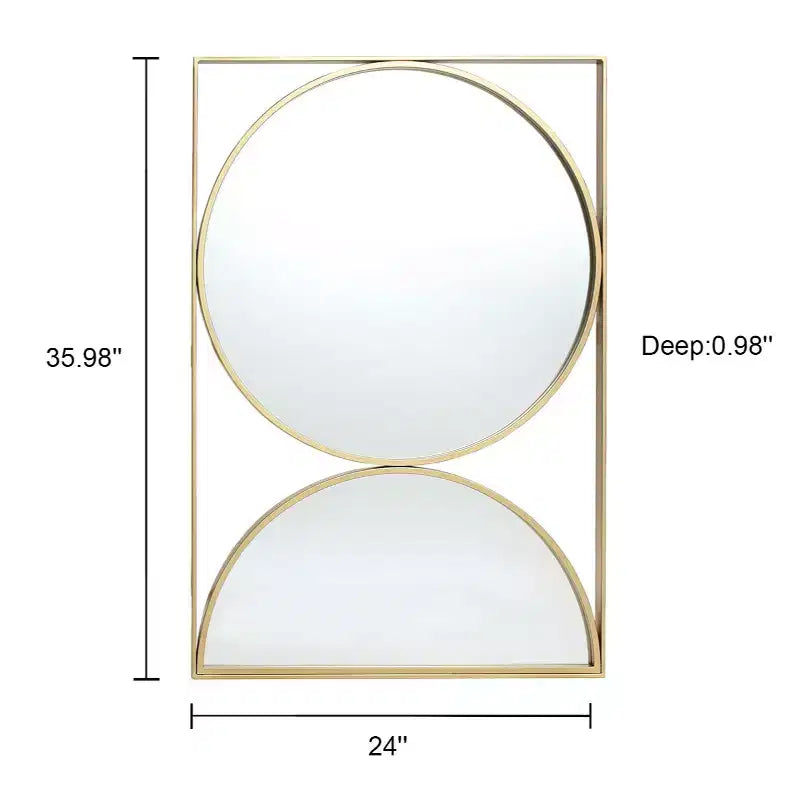 Miroir mural accent moderne en métal cadre sablier doré LuxenHome