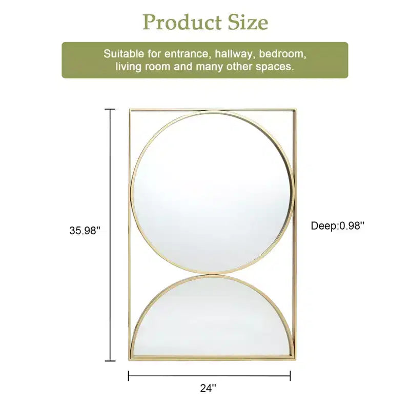 Miroir mural accent moderne en métal cadre sablier doré LuxenHome