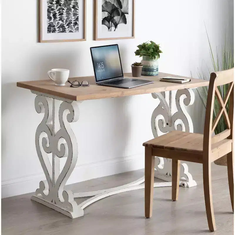 Bureau rustique en bois sculpté Kate and Laurel Wyldwood