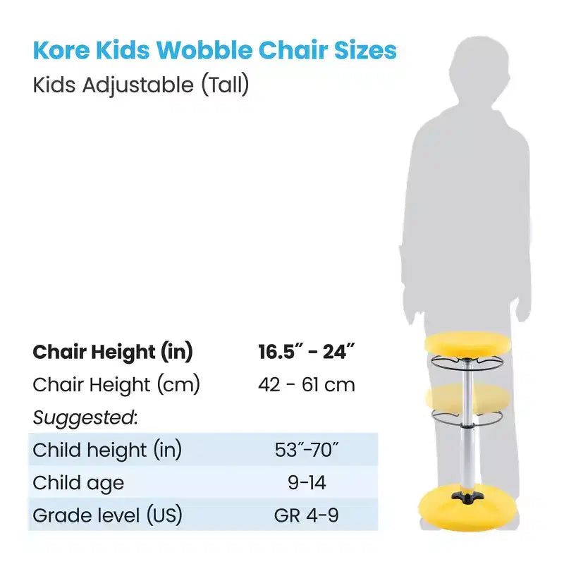 Kore Design Chaise Haute Oscillante Réglable Enfant 16,5-24, Jaune