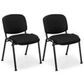 Costway Conference Chair Set Guest Reception Chairs with Powder Coated Metal FrameUpholstered Back & Seat for Meeting Room Black