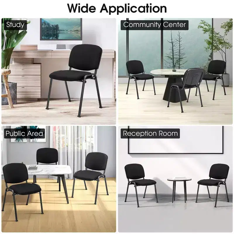Chaises d'invité Costway, Lot de Chaises de Réception avec Cadre en Métal Enduit de Poudre, Dossier et Assise Rembourrés pour Salle de Conférence, Noir