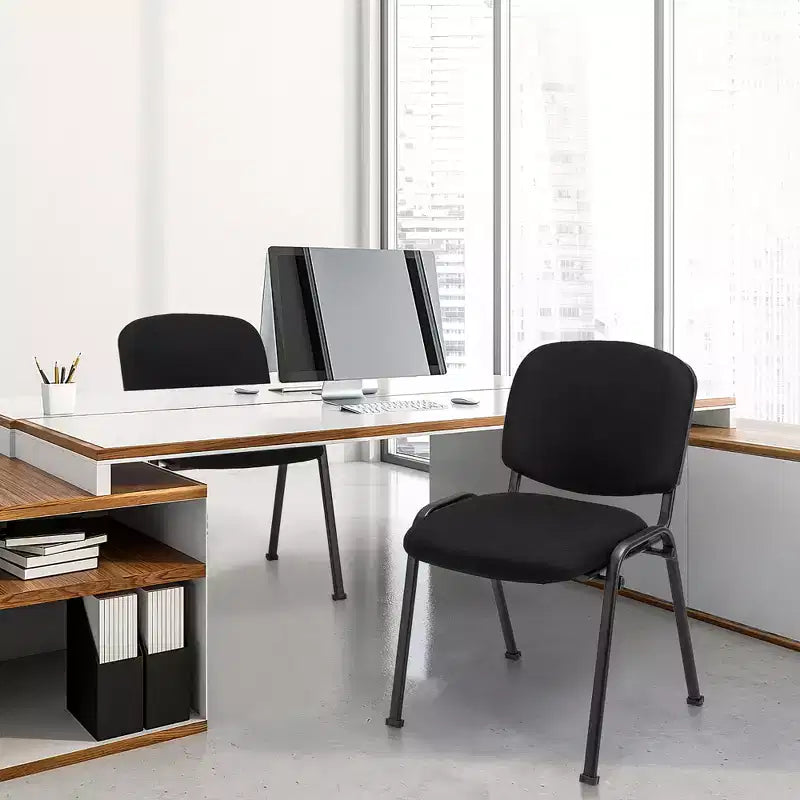 Chaises d'invité Costway, Lot de Chaises de Réception avec Cadre en Métal Enduit de Poudre, Dossier et Assise Rembourrés pour Salle de Conférence, Noir