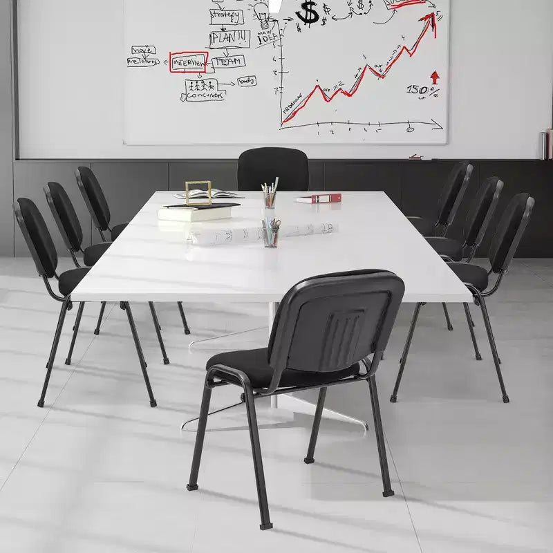 Chaises d'invité Costway, Lot de Chaises de Réception avec Cadre en Métal Enduit de Poudre, Dossier et Assise Rembourrés pour Salle de Conférence, Noir