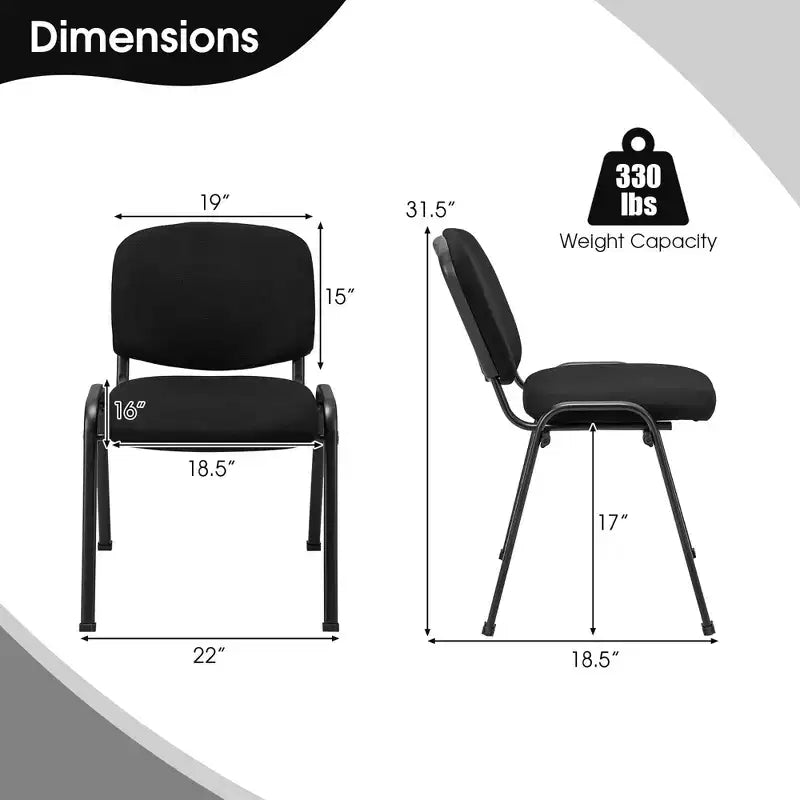 Chaises d'invité Costway, Lot de Chaises de Réception avec Cadre en Métal Enduit de Poudre, Dossier et Assise Rembourrés pour Salle de Conférence, Noir