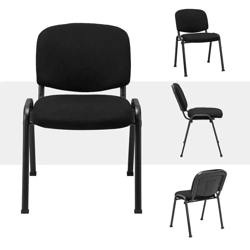Chaises d'invité Costway, Lot de Chaises de Réception avec Cadre en Métal Enduit de Poudre, Dossier et Assise Rembourrés pour Salle de Conférence, Noir