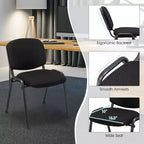 Chaises d'invité Costway, Lot de Chaises de Réception avec Cadre en Métal Enduit de Poudre, Dossier et Assise Rembourrés pour Salle de Conférence, Noir