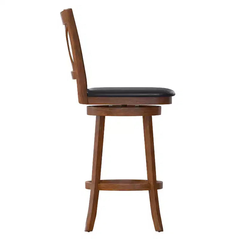 Tabouret de bar pivotant classique Felicity Commercial Grade en bois à dossier croisé avec assise rembourrée et recouverte de tissu Flash Furniture