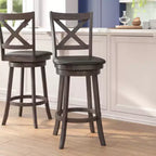 Tabouret de bar pivotant classique Felicity Commercial Grade en bois à dossier croisé avec assise rembourrée et recouverte de tissu Flash Furniture