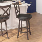 Tabouret de bar pivotant classique Felicity Commercial Grade en bois à dossier croisé avec assise rembourrée et recouverte de tissu Flash Furniture