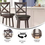 Tabouret de bar pivotant classique Felicity Commercial Grade en bois à dossier croisé avec assise rembourrée et recouverte de tissu Flash Furniture
