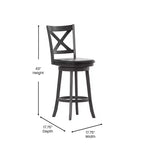 Tabouret de bar pivotant classique Felicity Commercial Grade en bois à dossier croisé avec assise rembourrée et recouverte de tissu Flash Furniture
