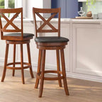 Tabouret de bar pivotant classique Felicity Commercial Grade en bois à dossier croisé avec assise rembourrée et recouverte de tissu Flash Furniture