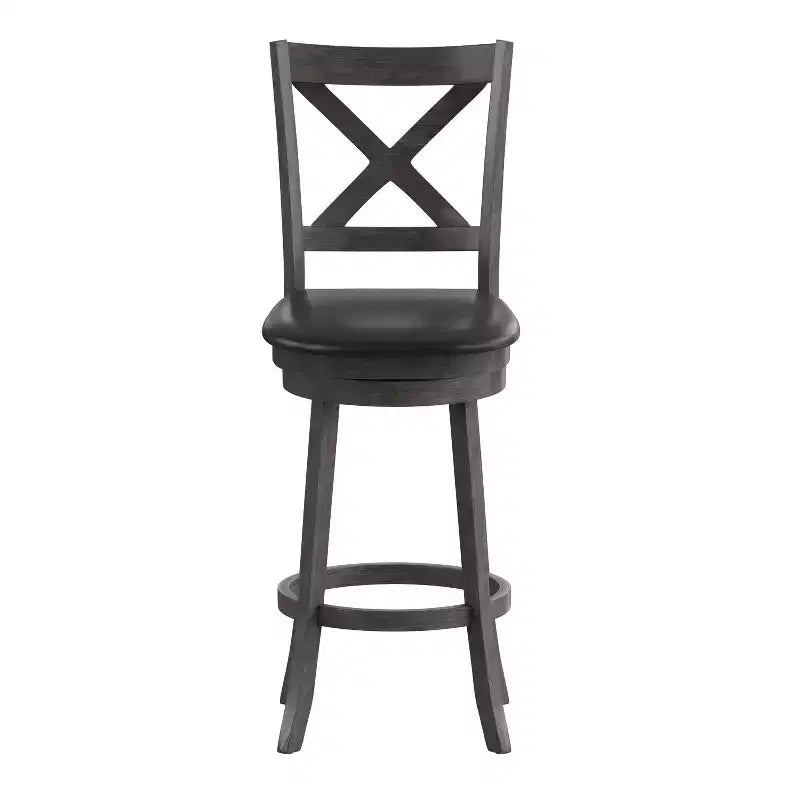 Tabouret de bar pivotant classique Felicity Commercial Grade en bois à dossier croisé avec assise rembourrée et recouverte de tissu Flash Furniture