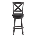 Tabouret de bar pivotant classique Felicity Commercial Grade en bois à dossier croisé avec assise rembourrée et recouverte de tissu Flash Furniture