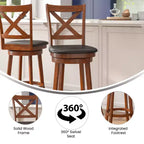 Tabouret de bar pivotant classique Felicity Commercial Grade en bois à dossier croisé avec assise rembourrée et recouverte de tissu Flash Furniture