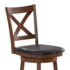 Tabouret de bar pivotant classique Felicity Commercial Grade en bois à dossier croisé avec assise rembourrée et recouverte de tissu Flash Furniture