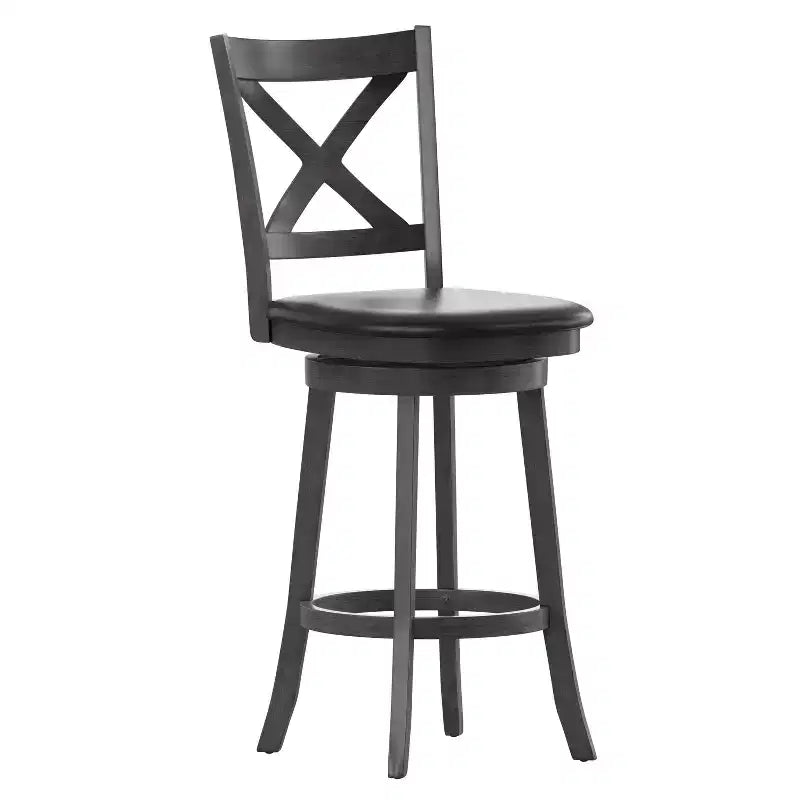 Tabouret de bar pivotant classique Felicity Commercial Grade en bois à dossier croisé avec assise rembourrée et recouverte de tissu Flash Furniture