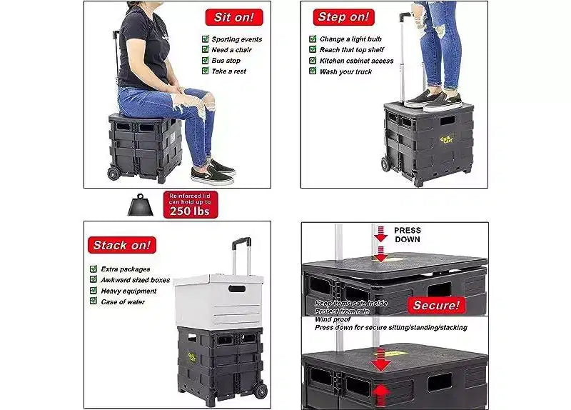 dbest products Quik Cart Sport Caisse pliable à roulettes pour enseignants – Capacité de 36,3 kg