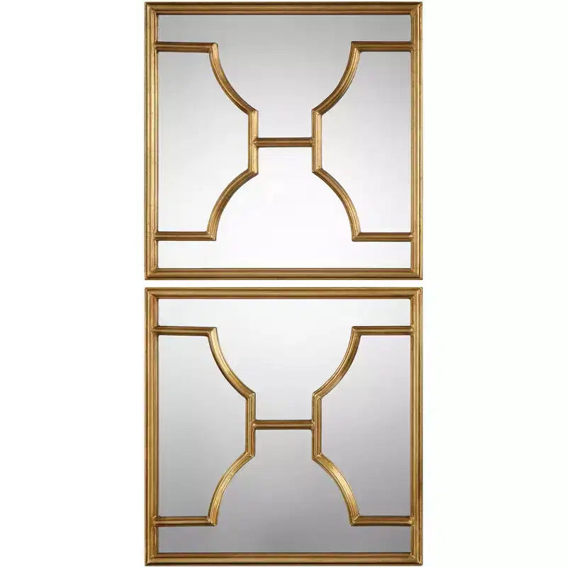 Uttermost Misa 24 Square Antique Gold Wall Mirrors Set of 2