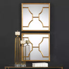 Lot de 2 miroirs muraux carrés Uttermost Misa 24 en or antique