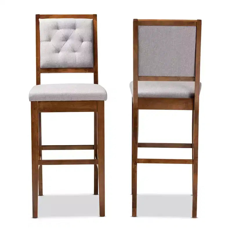 Lot de 2 tabourets de bar Gideon en tissu rembourré et bois - Baxton Studio