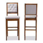 Lot de 2 tabourets de bar Gideon en tissu rembourré et bois - Baxton Studio