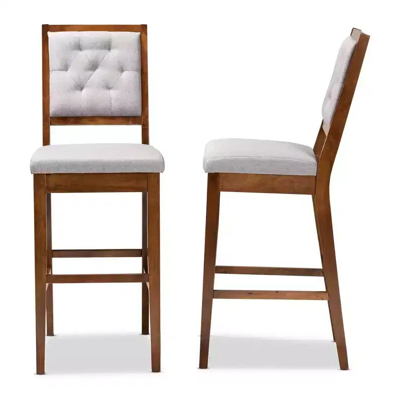 Lot de 2 tabourets de bar Gideon en tissu rembourré et bois - Baxton Studio