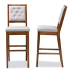 Lot de 2 tabourets de bar Gideon en tissu rembourré et bois - Baxton Studio