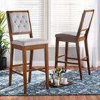 Lot de 2 tabourets de bar Gideon en tissu rembourré et bois - Baxton Studio