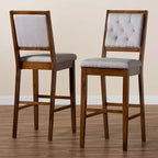 Lot de 2 tabourets de bar Gideon en tissu rembourré et bois - Baxton Studio