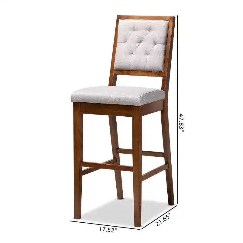 Lot de 2 tabourets de bar Gideon en tissu rembourré et bois - Baxton Studio