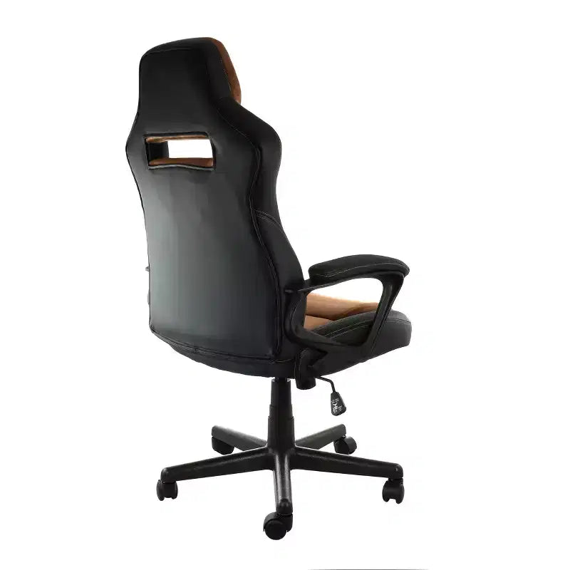 Chaise de bureau Elama High Back réglable en similicuir noir et marron