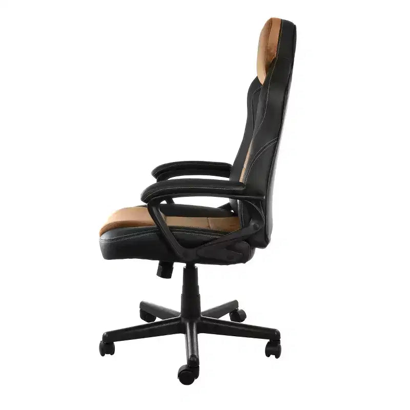 Chaise de bureau Elama High Back réglable en similicuir noir et marron
