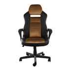 Chaise de bureau Elama High Back réglable en similicuir noir et marron