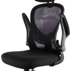 Chaise de bureau Elama dossier haut réglable en maille et tissu noir et gris avec appui-tête réglable