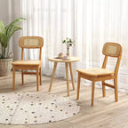 Costway Chaises d'appoint en rotin (lot de 2) avec cadre en bambou et dossier et assise en canne tressée pour salle à manger