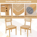Costway Chaises d'appoint en rotin (lot de 2) avec cadre en bambou et dossier et assise en canne tressée pour salle à manger