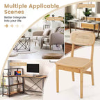 Costway Chaises d'appoint en rotin (lot de 2) avec cadre en bambou et dossier et assise en canne tressée pour salle à manger