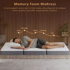 Matelas Continental Sleep en mousse à mémoire de forme gel pliable en trois, portable, 5 pouces | Côtés en maille respirante avec housse ultra douce, amovible et lavable, 31