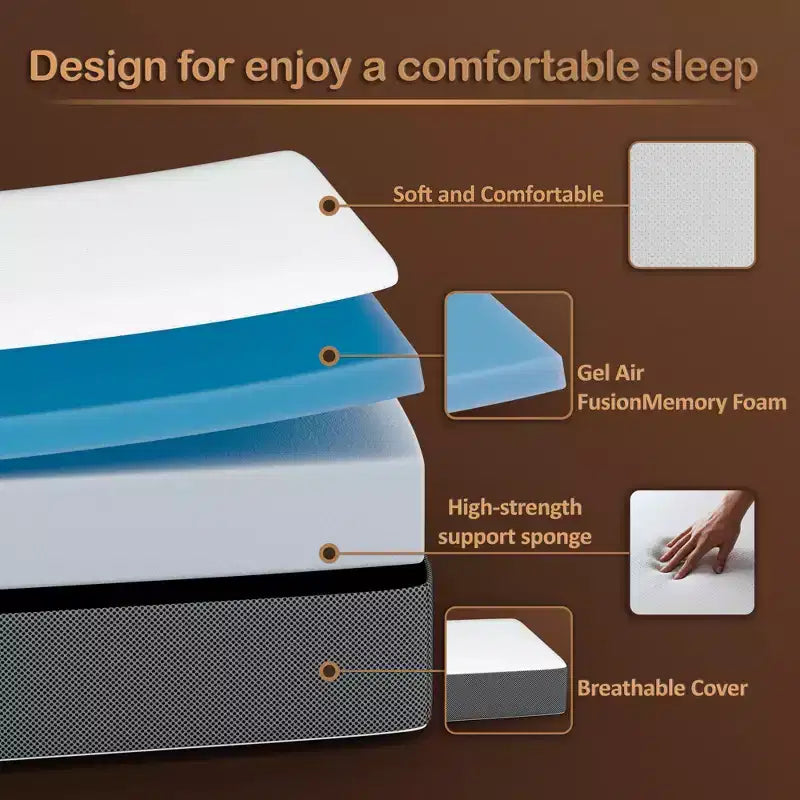 Matelas Continental Sleep en mousse à mémoire de forme gel pliable en trois, portable, 5 pouces | Côtés en maille respirante avec housse ultra douce, amovible et lavable, 31