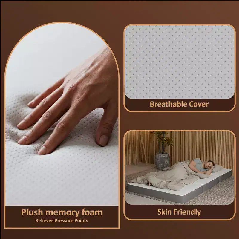 Matelas Continental Sleep en mousse à mémoire de forme gel pliable en trois, portable, 5 pouces | Côtés en maille respirante avec housse ultra douce, amovible et lavable, 31