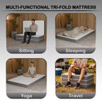 Matelas Continental Sleep en mousse à mémoire de forme gel pliable en trois, portable, 5 pouces | Côtés en maille respirante avec housse ultra douce, amovible et lavable, 31