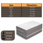 Matelas Continental Sleep en mousse à mémoire de forme gel pliable en trois, portable, 5 pouces | Côtés en maille respirante avec housse ultra douce, amovible et lavable, 31