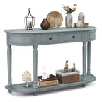 Costway 52'' Long Sofa Table with 2 Drawers & Open Shelf Retro Console Table with Storage