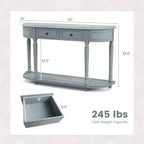 Costway Table Console Rétro de 132 cm avec 2 Tiroirs et Étagère Ouverte