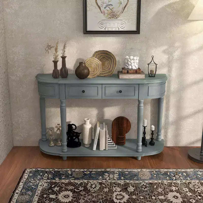 Costway Table Console Rétro de 132 cm avec 2 Tiroirs et Étagère Ouverte