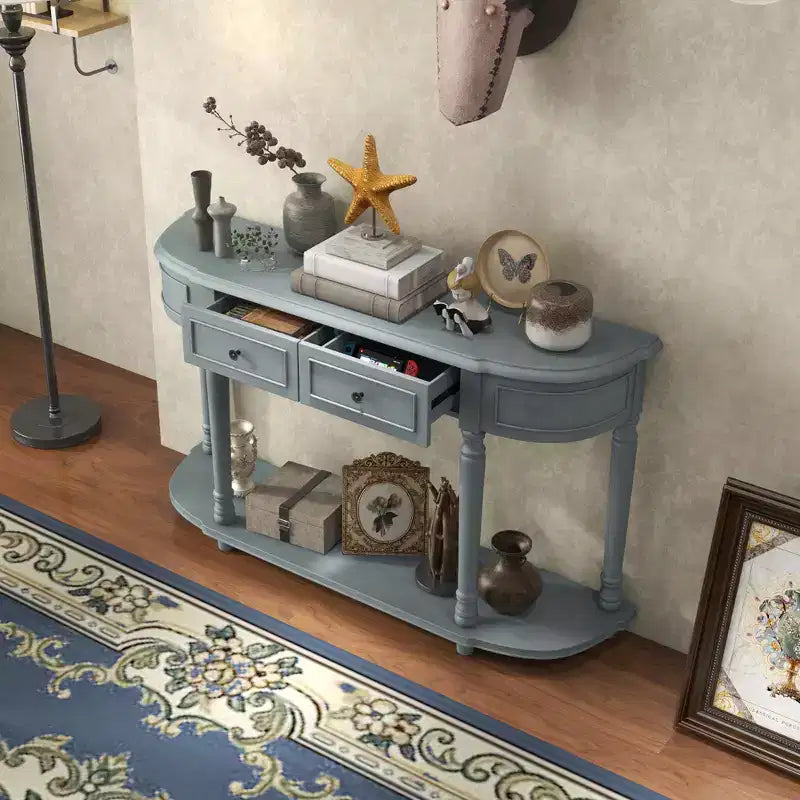 Costway Table Console Rétro de 132 cm avec 2 Tiroirs et Étagère Ouverte