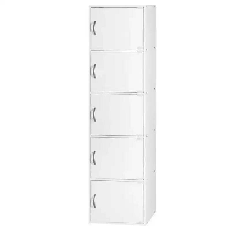 Bibliothèques minces Hodedah HID5 de haute qualité à 5 étagères pour la maison, le bureau et l'école, armoires de rangement fermées de 150 cm de haut