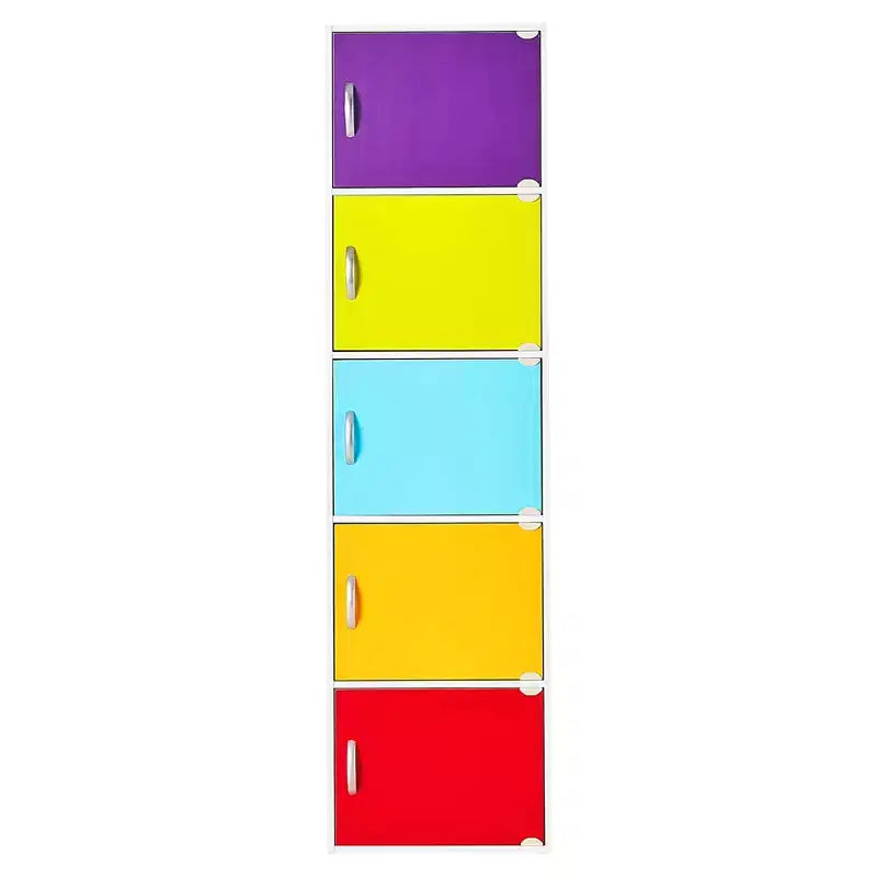 Bibliothèques minces Hodedah HID5 de haute qualité à 5 étagères pour la maison, le bureau et l'école, armoires de rangement fermées de 150 cm de haut